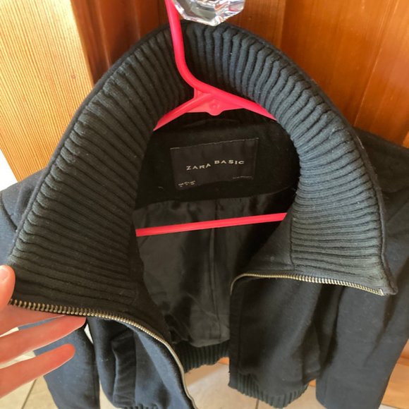 Zara Basic Black Wool Bomber US Small - Picture 4 of 6